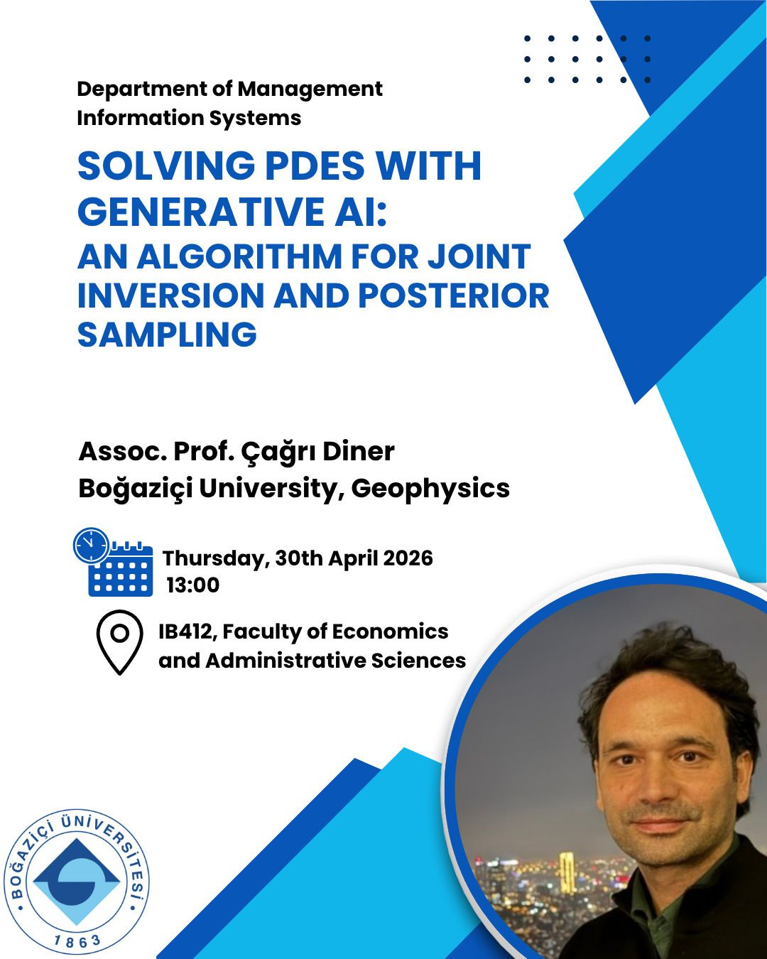 Poster for the talk Solving PDEs with Generative AI